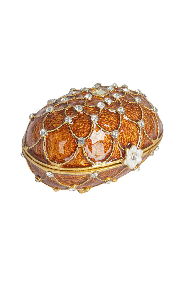 Storied Home Amber Jeweled Egg Trinket Box, Main, color, Orange
