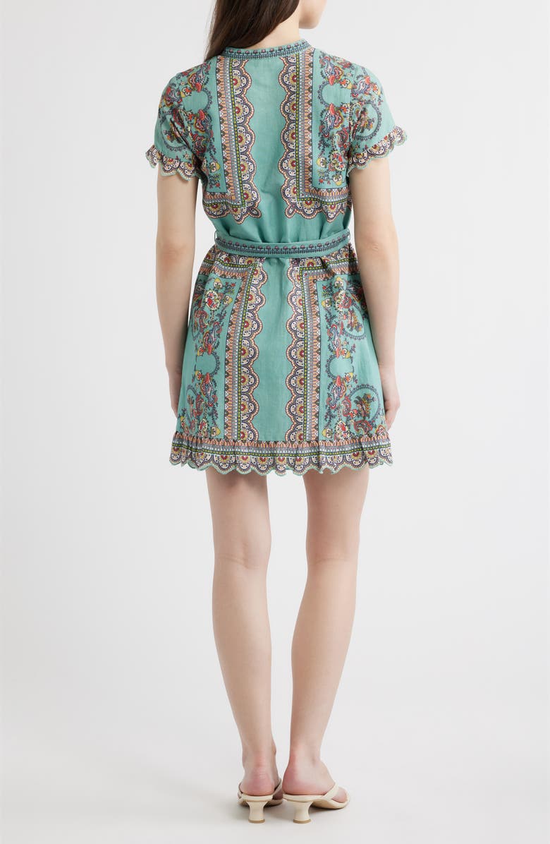 Cleobella Marni Scarf Print Cotton & Linen Mini Shirtdress, Alternate, color, Bleura Print