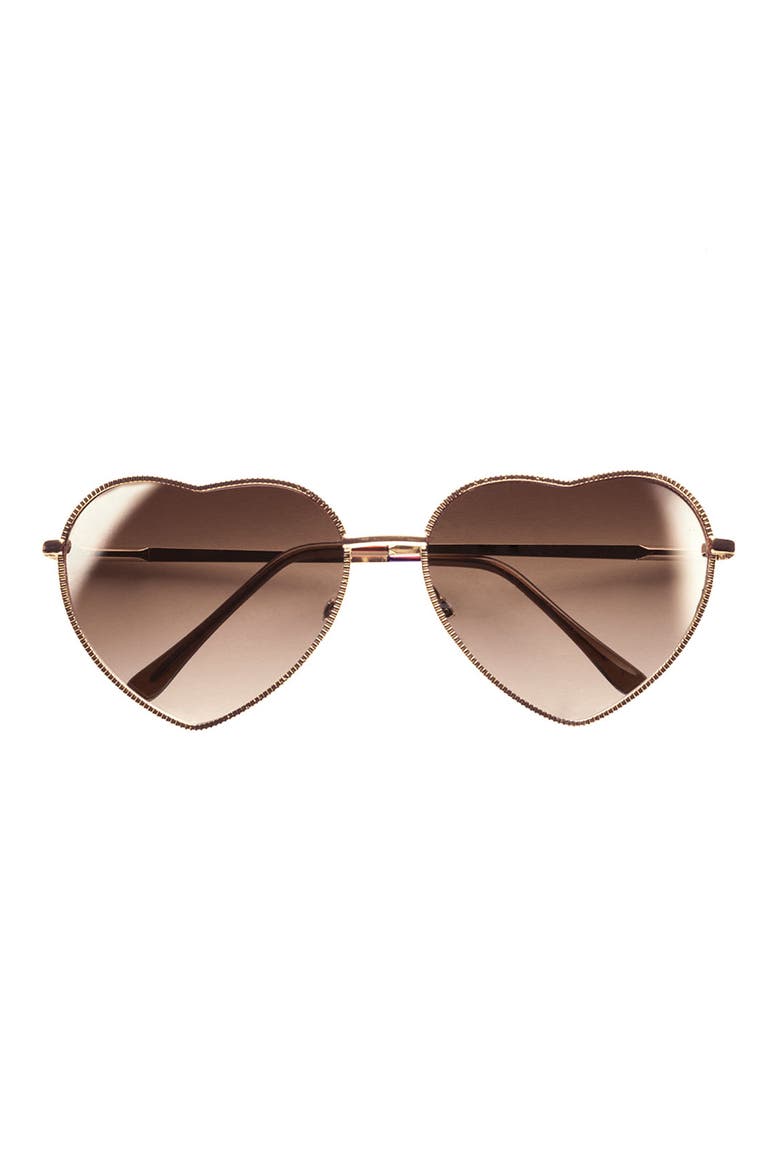 Heart Shaped 58mm Sunglasses, Alternate, color, BLUE REVO/ SILVER