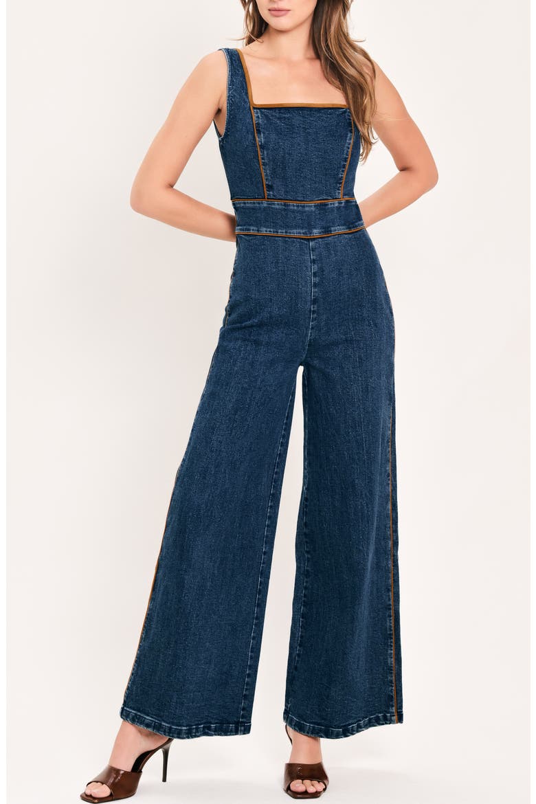 Square Neck Sleeveless Denim Jumpsuit, Alternate, color, MEDIUM INDIGO