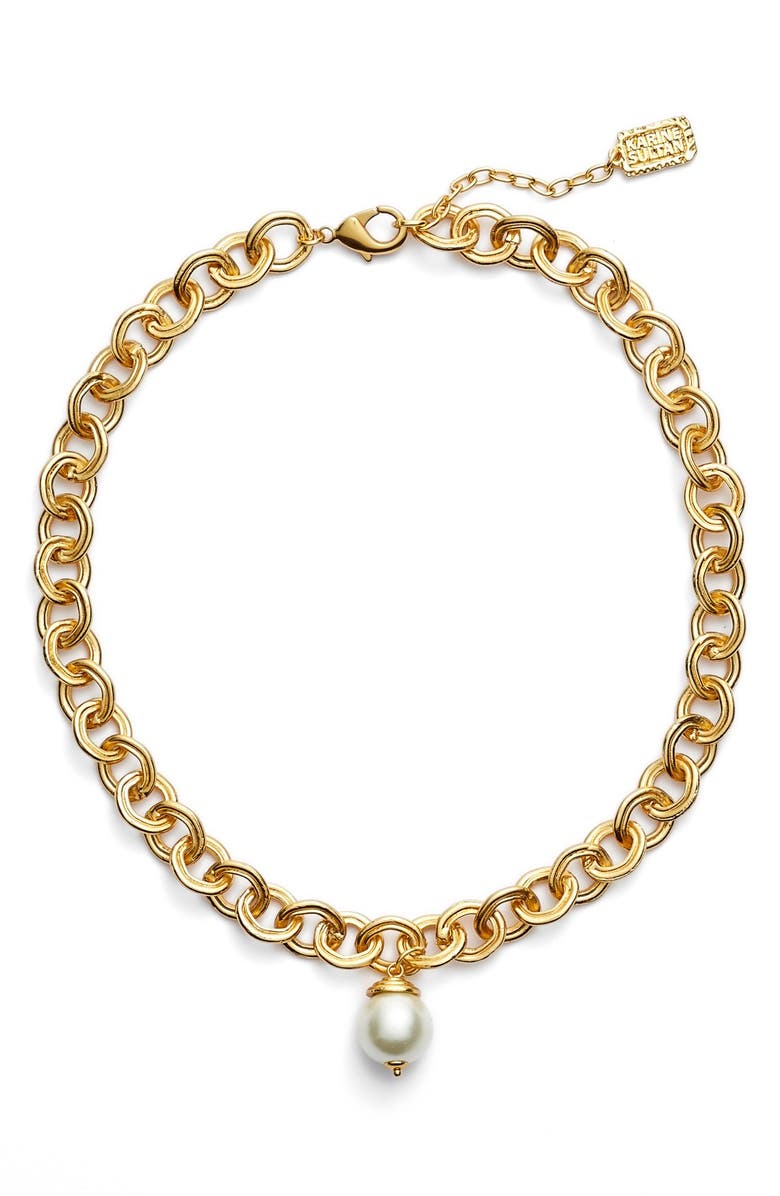 Karine Sultan Short Imitation Pearl Collar Necklace, Main, color, 