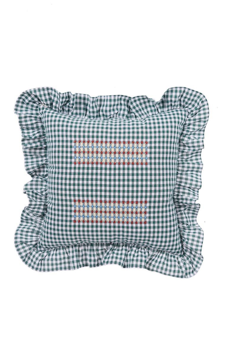 Vuelitos Embroidered Cushion, Main, color, Forest Green
