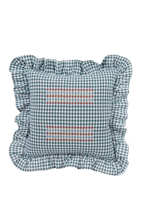 Casa Edel Vuelitos Embroidered Cushion In Green