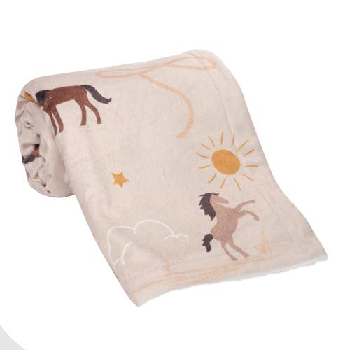 Lambs & Ivy Country Western Cowboy/cowgirl Soft Warm Fleece Baby Blanket In Pink