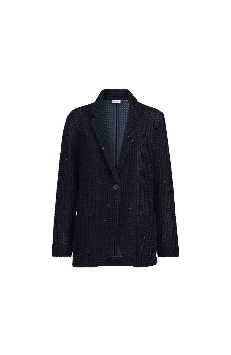 Brunello Cucinelli Net knit blazer, Main, color, Blue