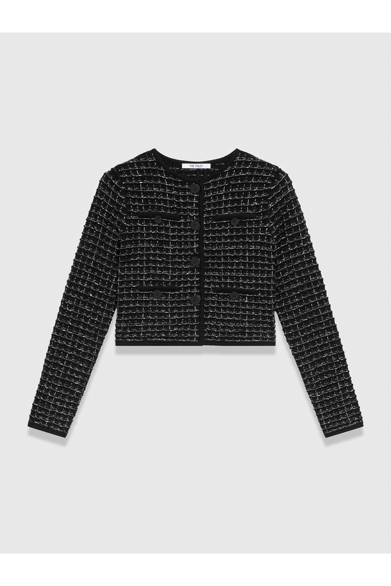 Hampton Tweed Knit Jacket, Alternate, color, Black