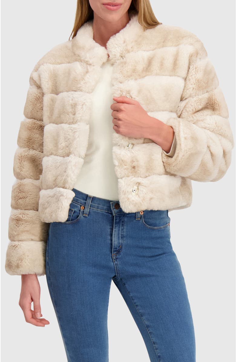 Lyla Grant Fur-Free Chinchilla (Faux Fur) Jacket, Stand Collar, Alternate, color, White Chinch