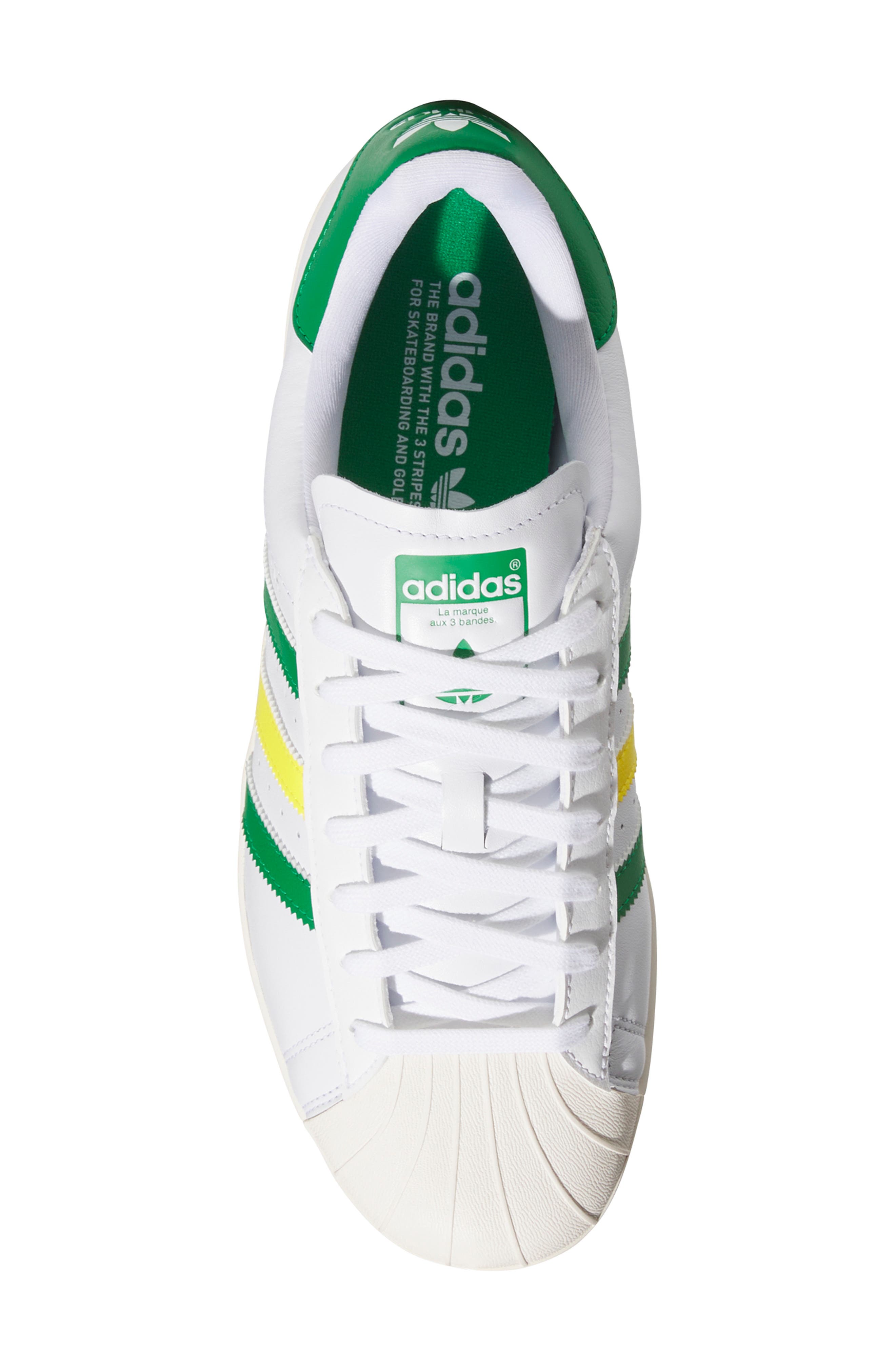 adidas Superstar Spikeless Golf Sneaker, Alternate, color, White/ Green/ Yellow