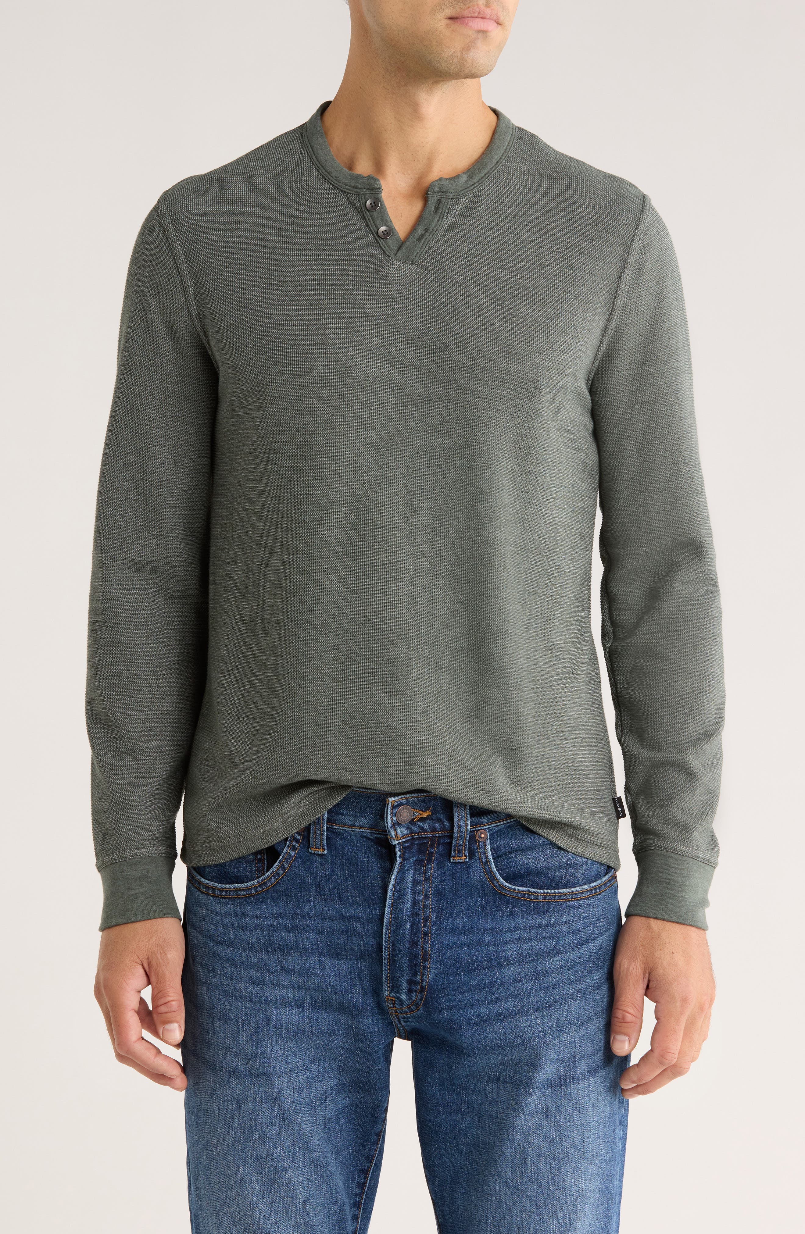 Lucky Brand Notch Neck Cotton Mélange Pullover