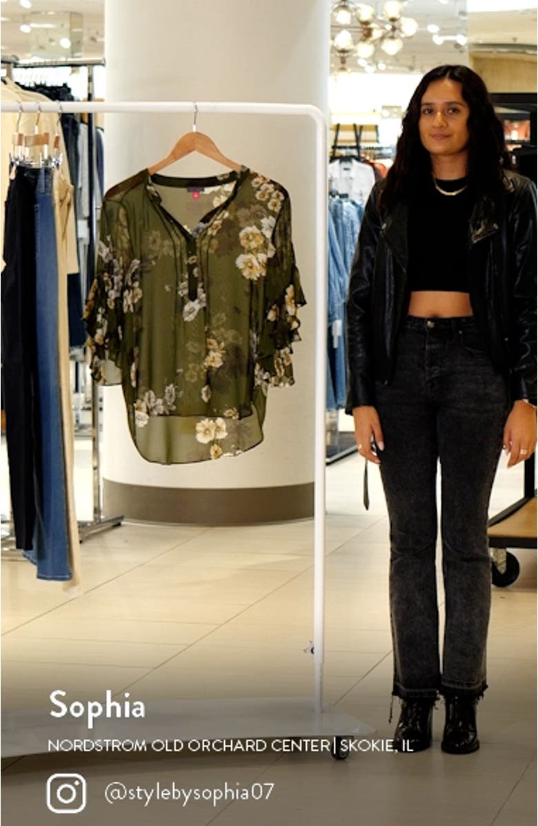 Floral Print Flutter Sleeve Chiffon Blouse, sales video thumbnail