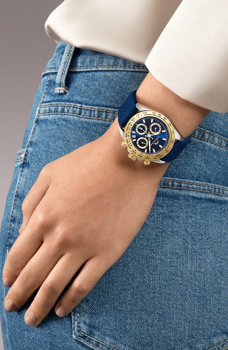 PORSAMO BLEU Women's Alexis Chronograph Sport Blue Silicone Watch, 37mm, Alternate, color, 