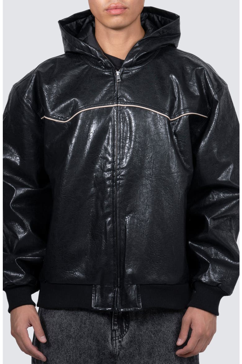 PLEASURES Revenge Hooded Faux Leather Work Jacket (Men) | Nordstrom