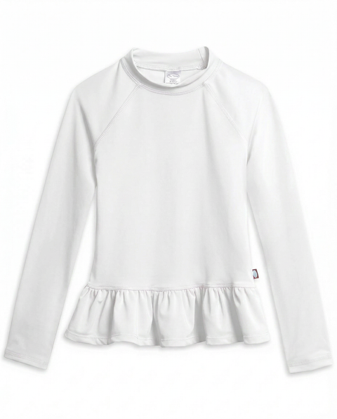 Girls Swim Peplum UPF 50+ Long Sleeve Rashguard Tee (Toddler, Little Kid, Big Kid)