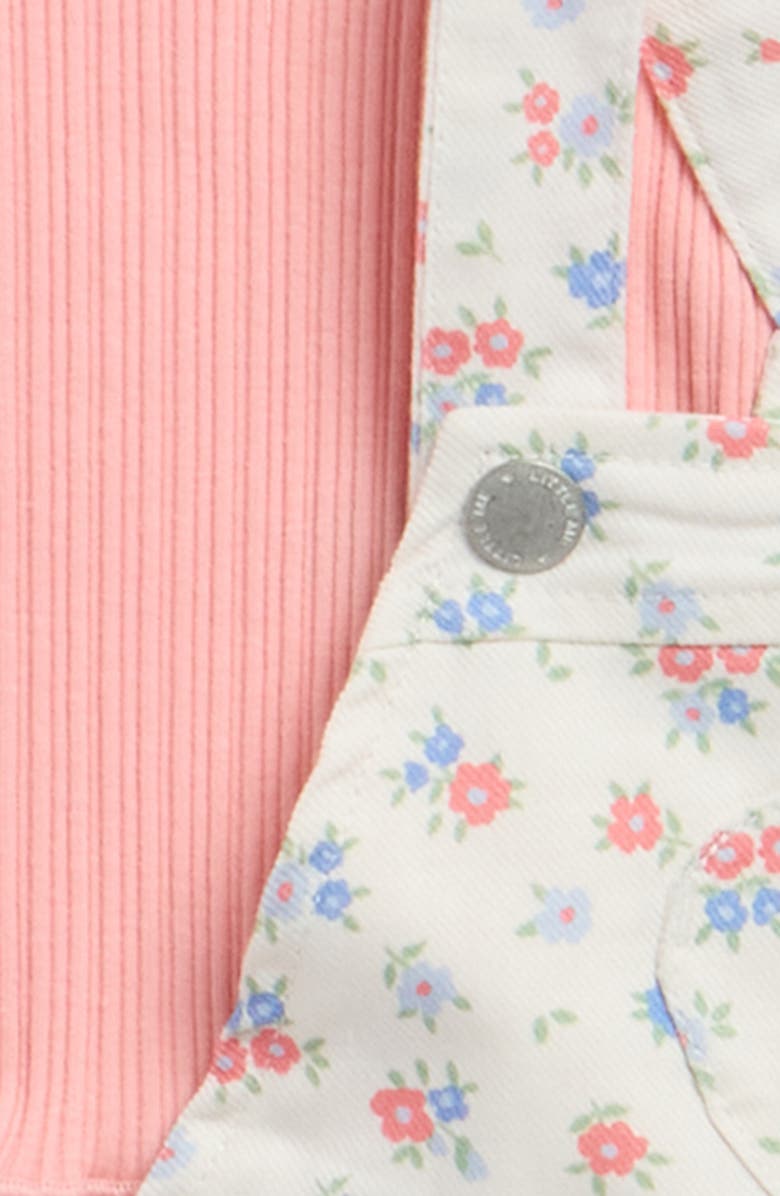 Little Me Kids' Floral Denim Shortalls & Short Sleeve Shirt Set, Alternate, color, White Floral