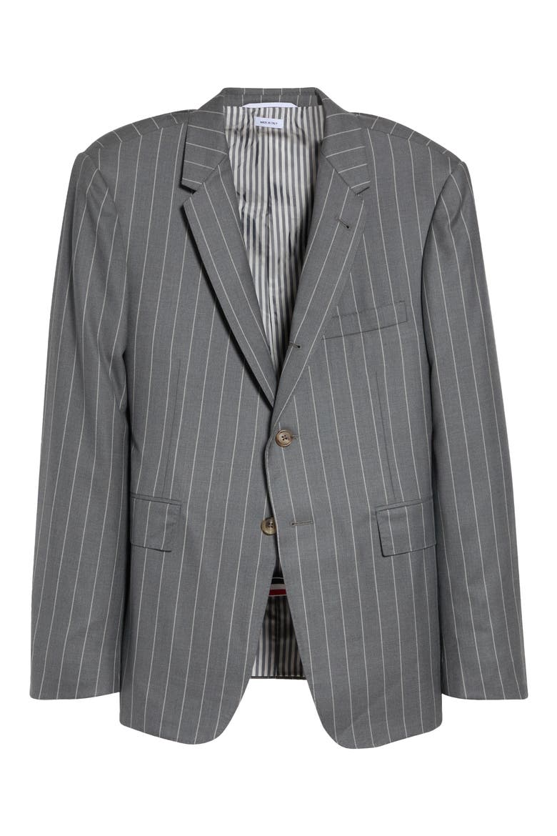 Flannel Chalk Stripe Sportcoat with Armbands, Main, color, MEDIUM GREY