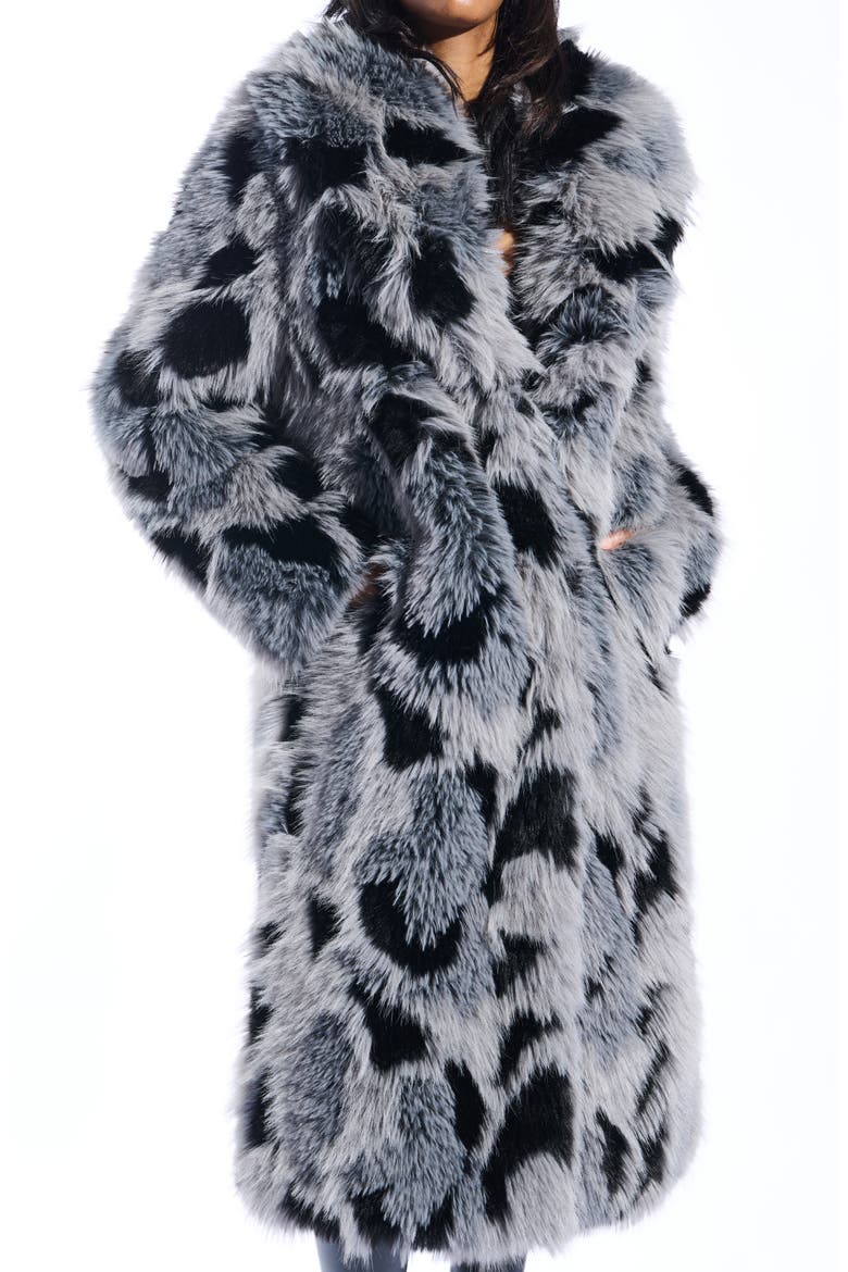 Adria Faux Fur Coat, Alternate, color, GREY MULTI