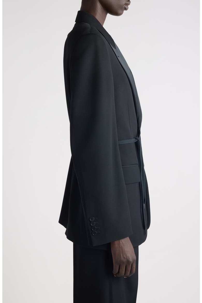 Side Tie Wool Tuxedo Jacket, Alternate, color, BLACK
