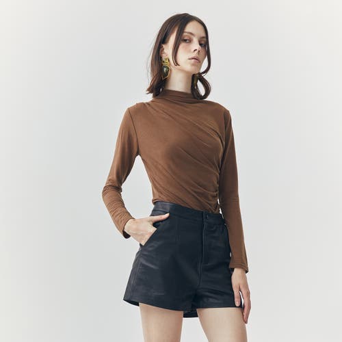 Ats Mira Long Sleeve Top In Brown