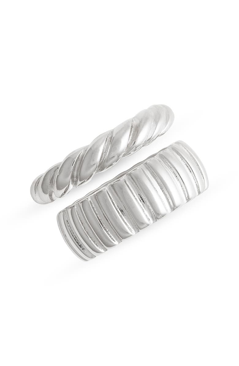 Nordstrom Demi Fine Set of 2 Ridged Rings, Main, color, Sterling Silver Plated