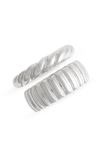 Nordstrom Demi Fine Set Of 2 Ridged Rings In Silver
