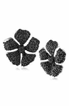 JARDIN Hibiscus Floral Pavé Crystal Stud Earrings