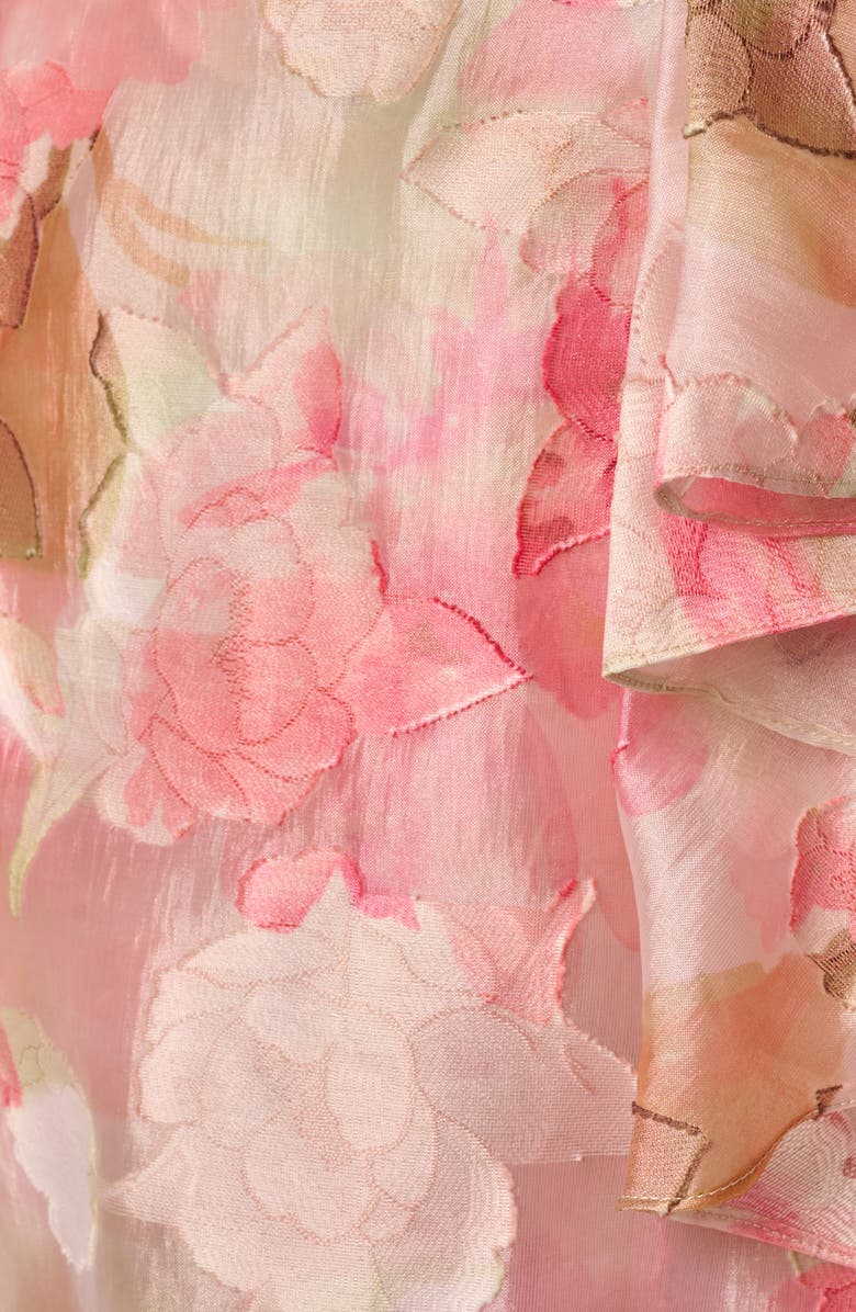 Adrianna Papell Cascade Floral Organza Gown, Alternate, color, 