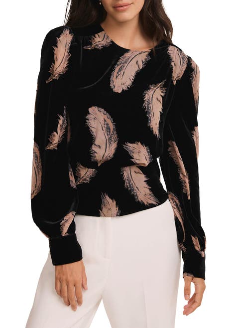 Velvet Feather Print Top