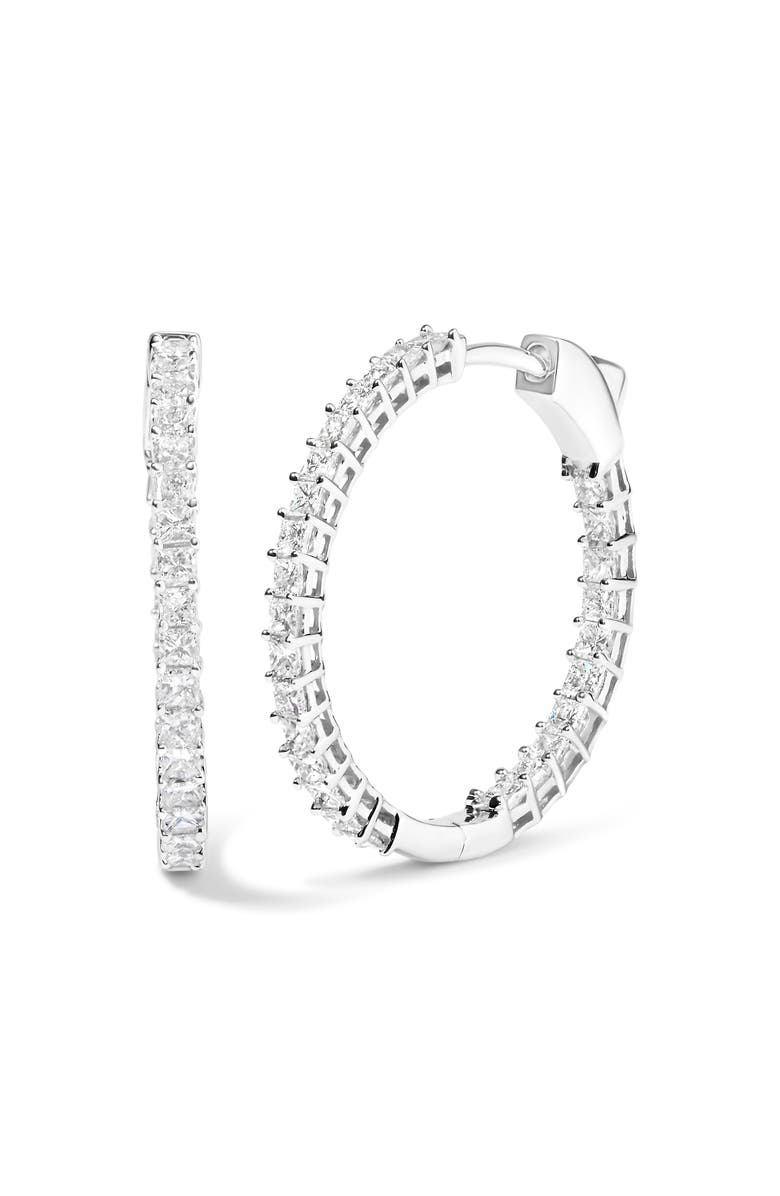 Haus of Brilliance 14K White Gold 3.0 Cttw Princess Cut Diamond Inside Out Hoop Earrings - 28 MM, Main, color, White