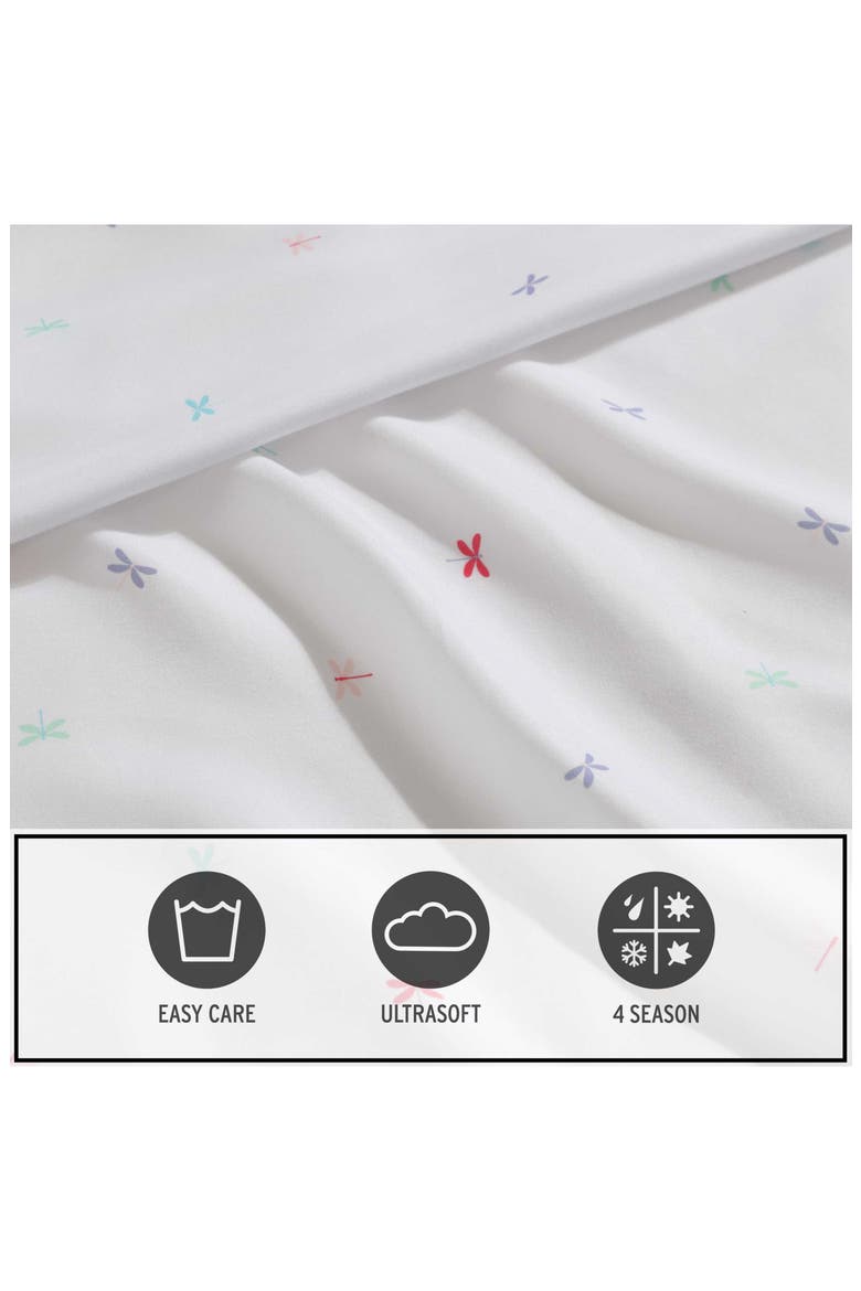 Dragonflies Microfiber Sheet Set, Alternate, color, WHITE/ PINK/ BLUE