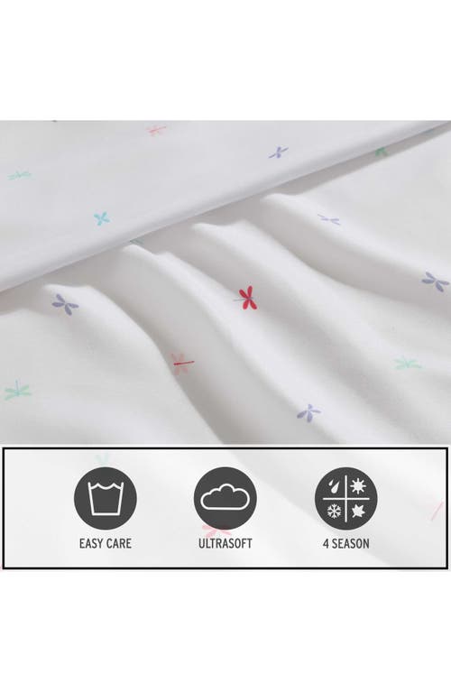 Eddie Bauer Dragonflies Microfiber Sheet Set In White/pink/blue