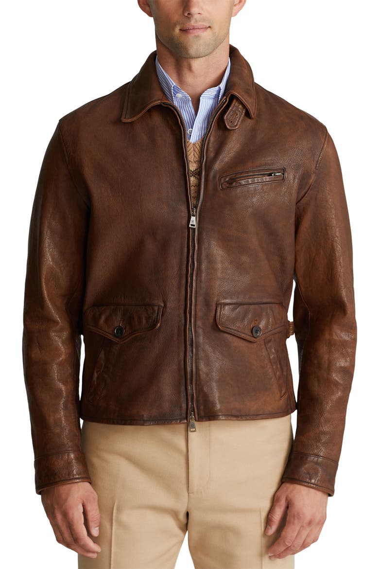 Ralph Lauren Purple Label Hugh Leather Newsboy Jacket (Men