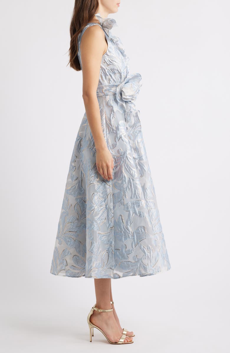 Tahari ASL Floral Burnout Cocktail Dress, Alternate, color, Ice Blue Gold