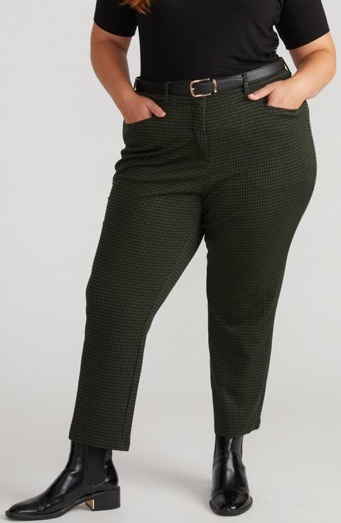 High Waist Stretch Ponte Cigarette Pants (Plus)