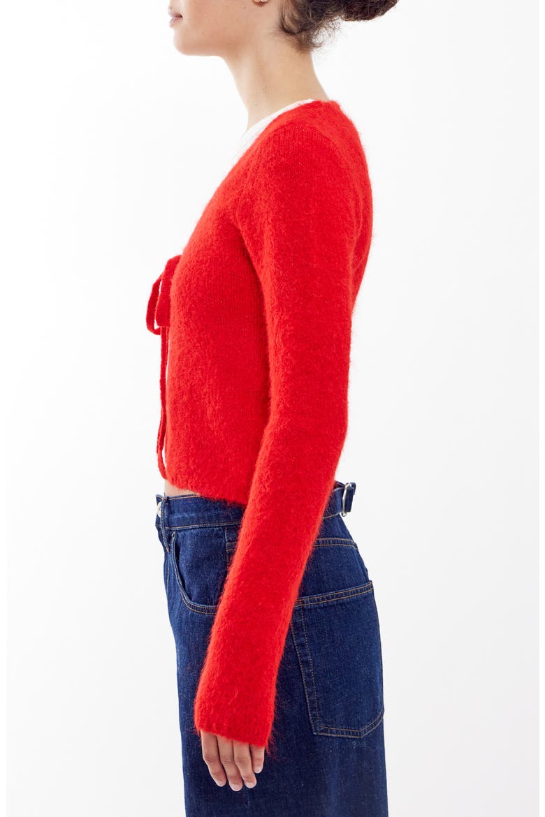 Tie Front Cardigan, Alternate, color, RED