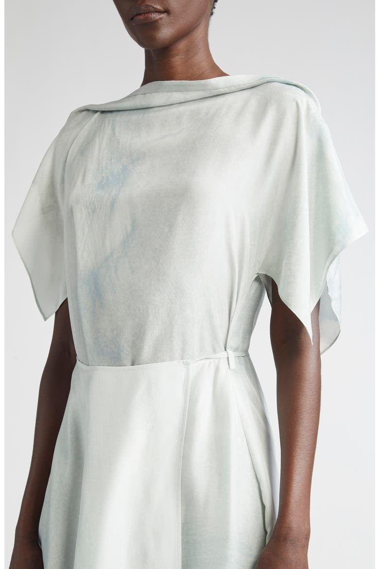 Silk Habotai High-Low Wrap Dress, Alternate, color, ICE WASH
