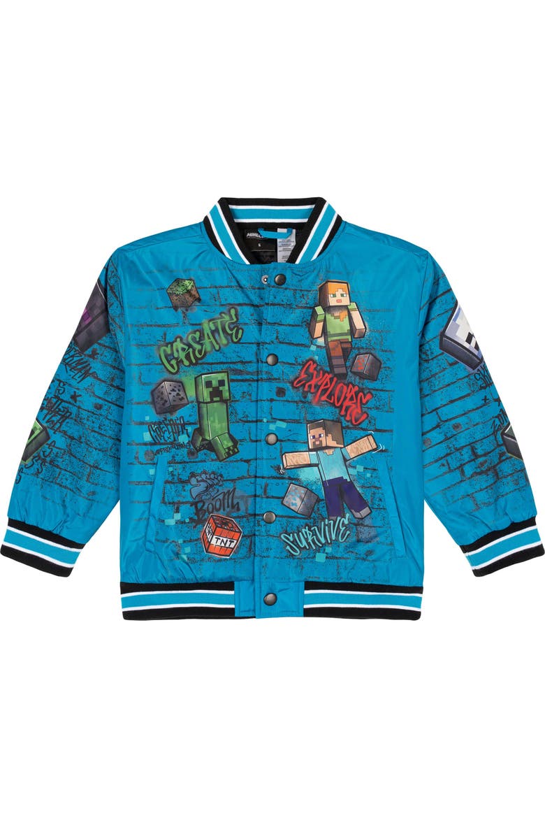 Varsity Bomber Jacket (little Kid & Big Kid), Main, color, Teal Black