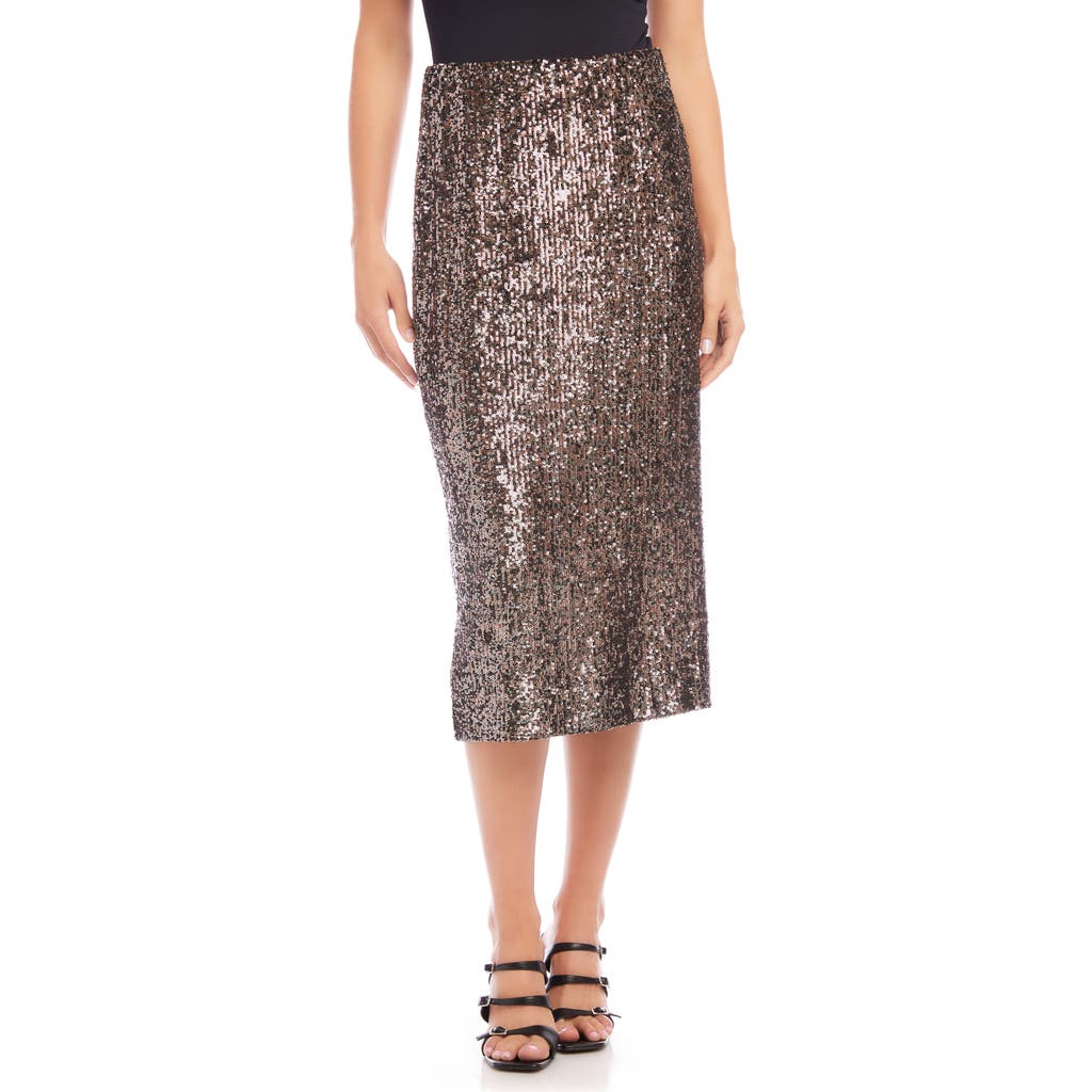 Fifteen Twenty Sequin Midi Skirt In Brown