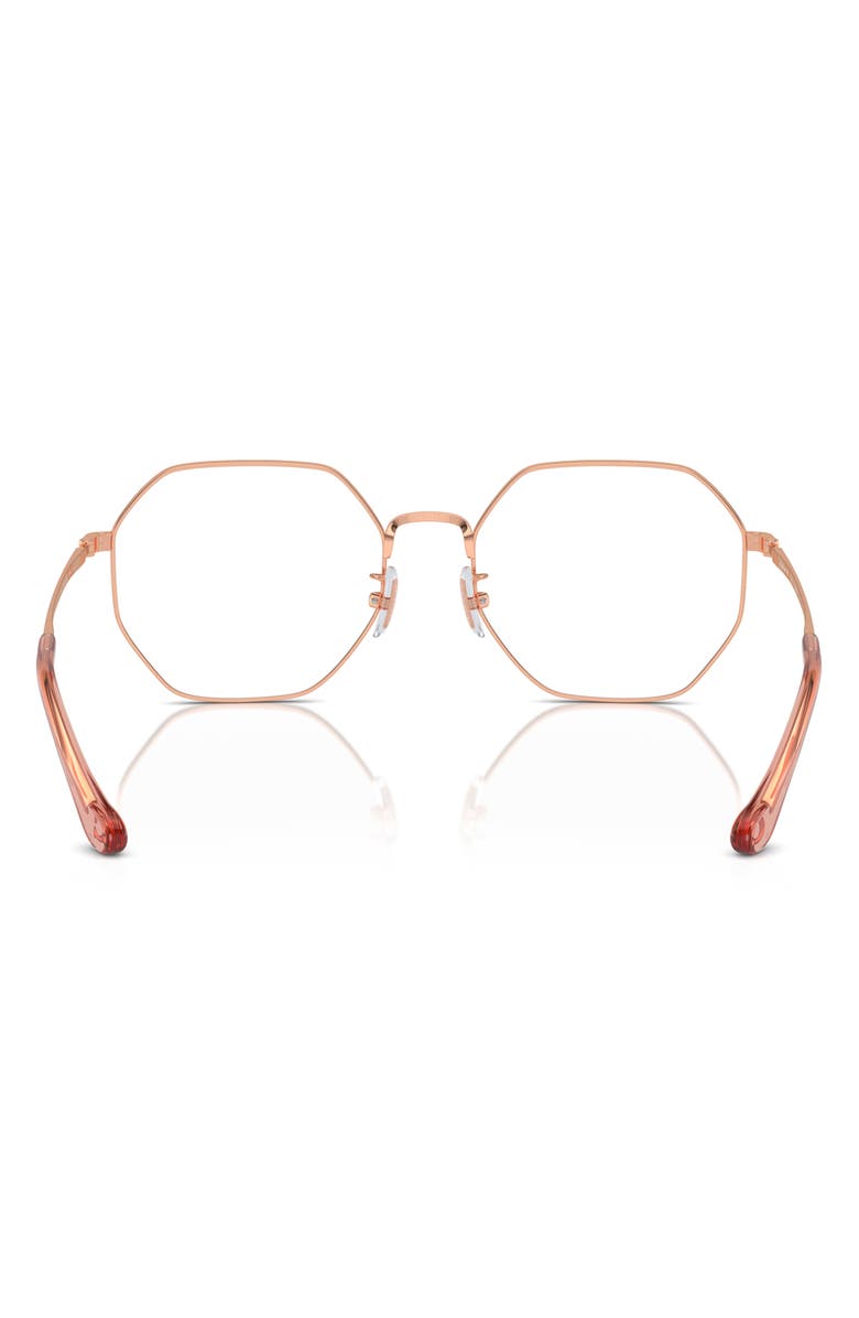 COACH 56mm Irregular Optical Glasses, Alternate, color, Shiny Rose Gold / Demo Lens