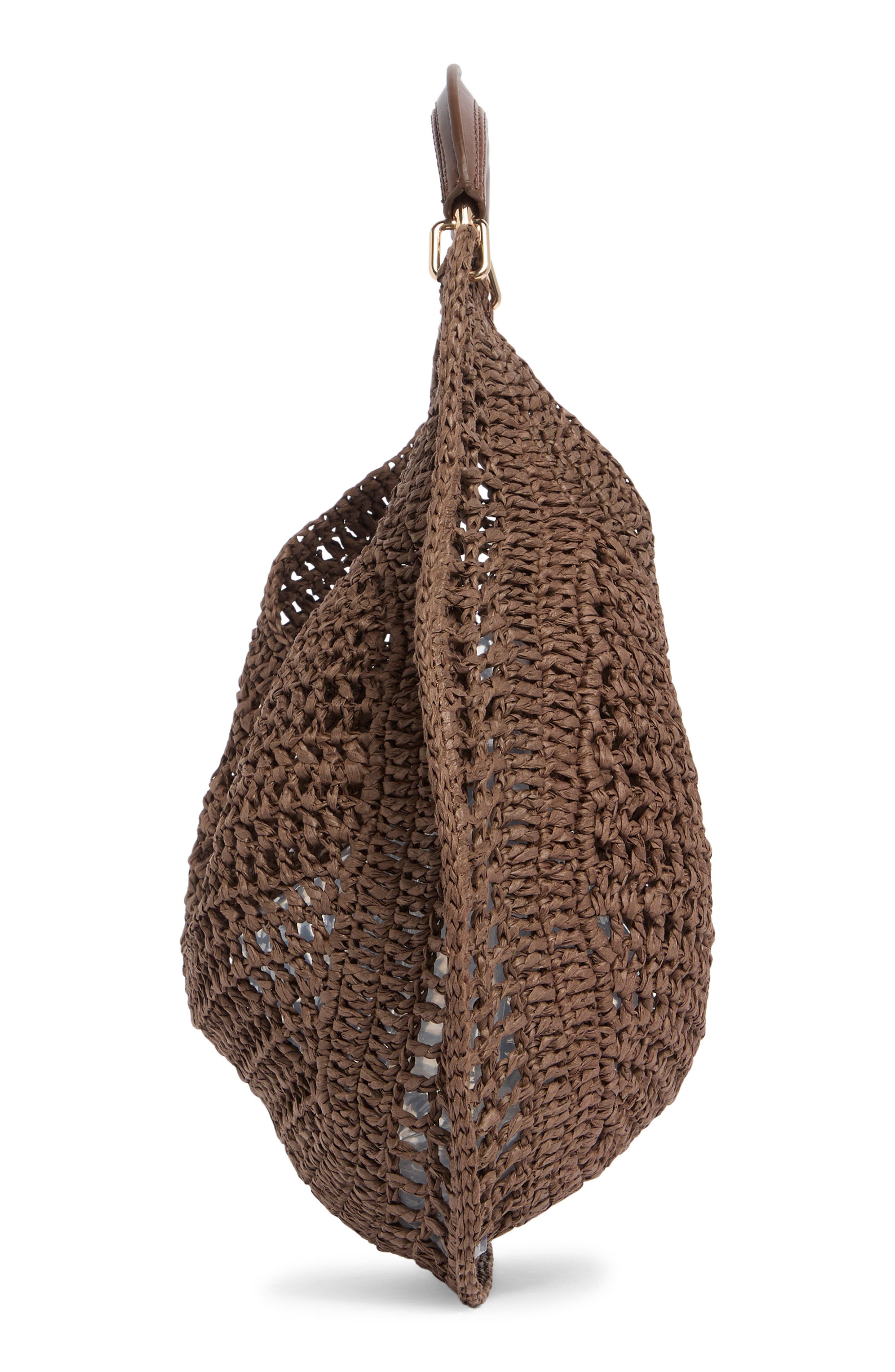 URBAN EXPRESSIONS HANDBAGS Straw Hobo Shoulder Bag, Alternate, color, Chocolate