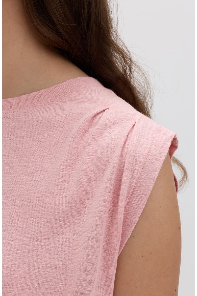 Pleat Shoulder Muscle Tee, Alternate, color, ROSE PINK