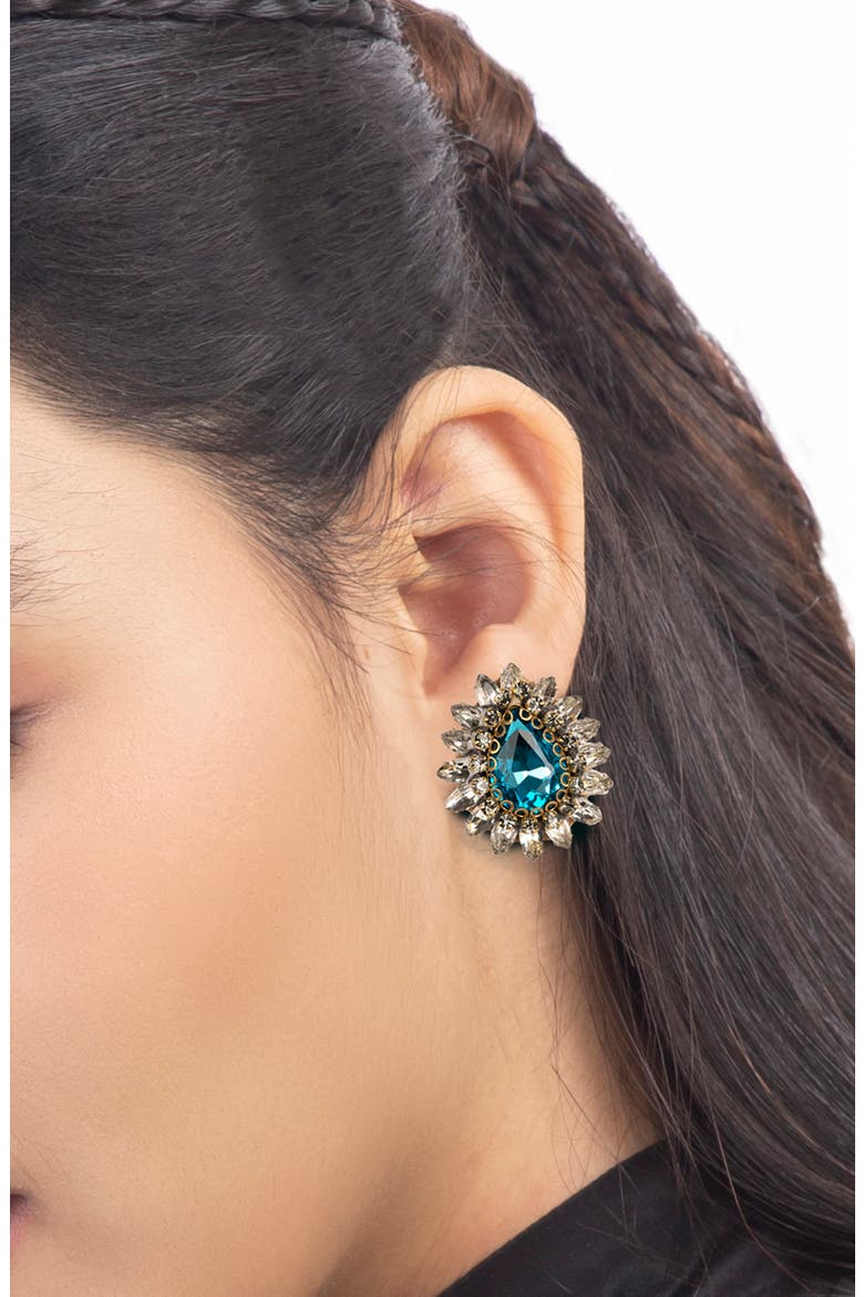 Leesha Crystal Post Earrings, Alternate, color, TURQUOISE