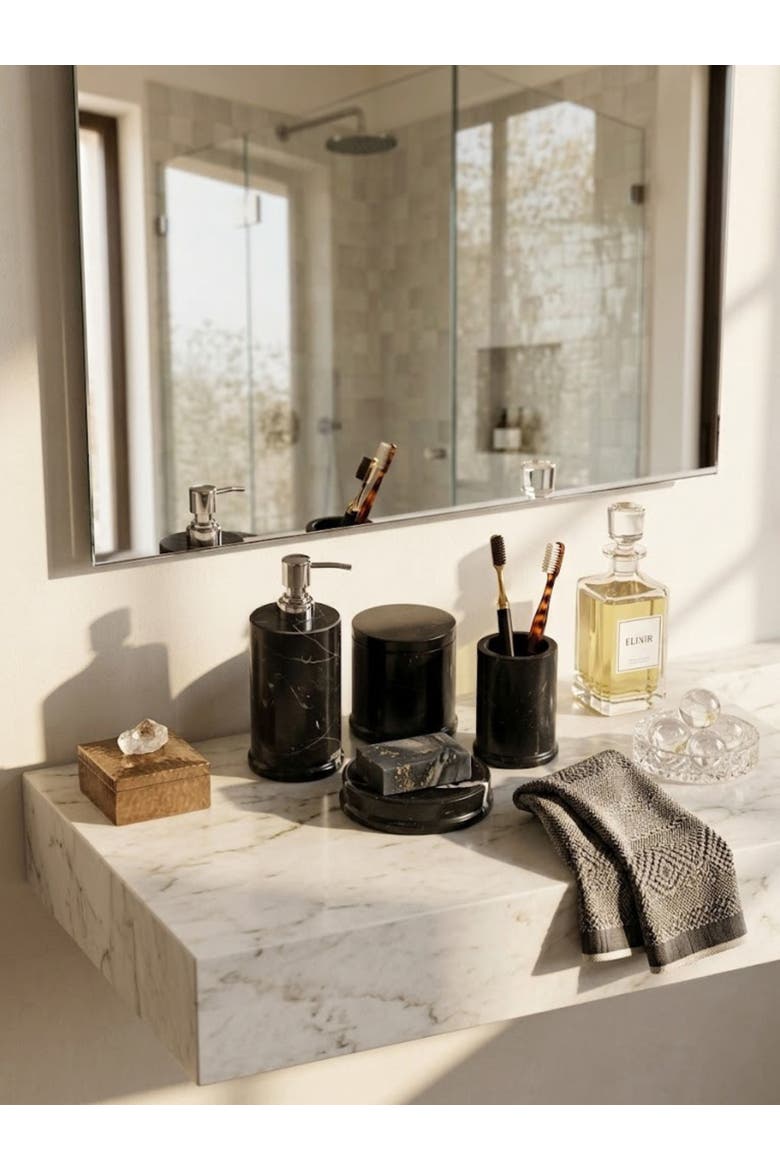 Marquina Marble Bath Set, Alternate, color, Black