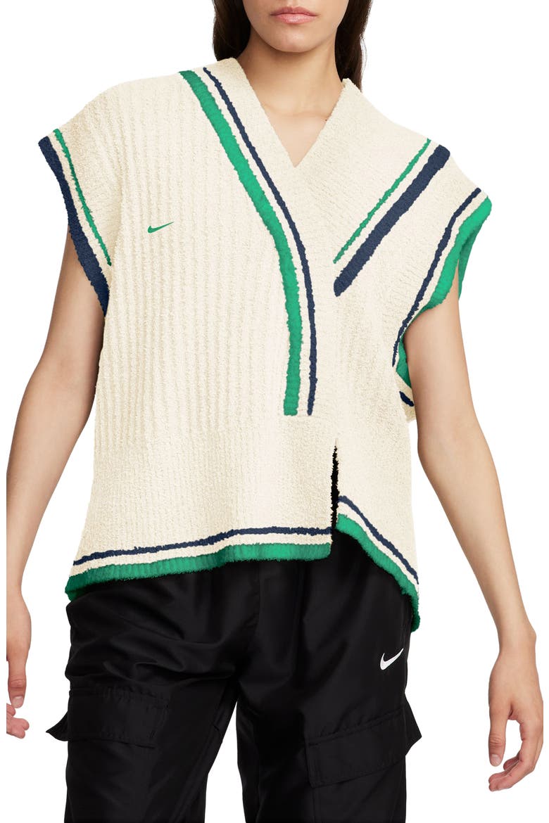 Sportswear Collection Stripe Trim Sweater Vest, Main, color, SAIL/ OBSIDIAN
