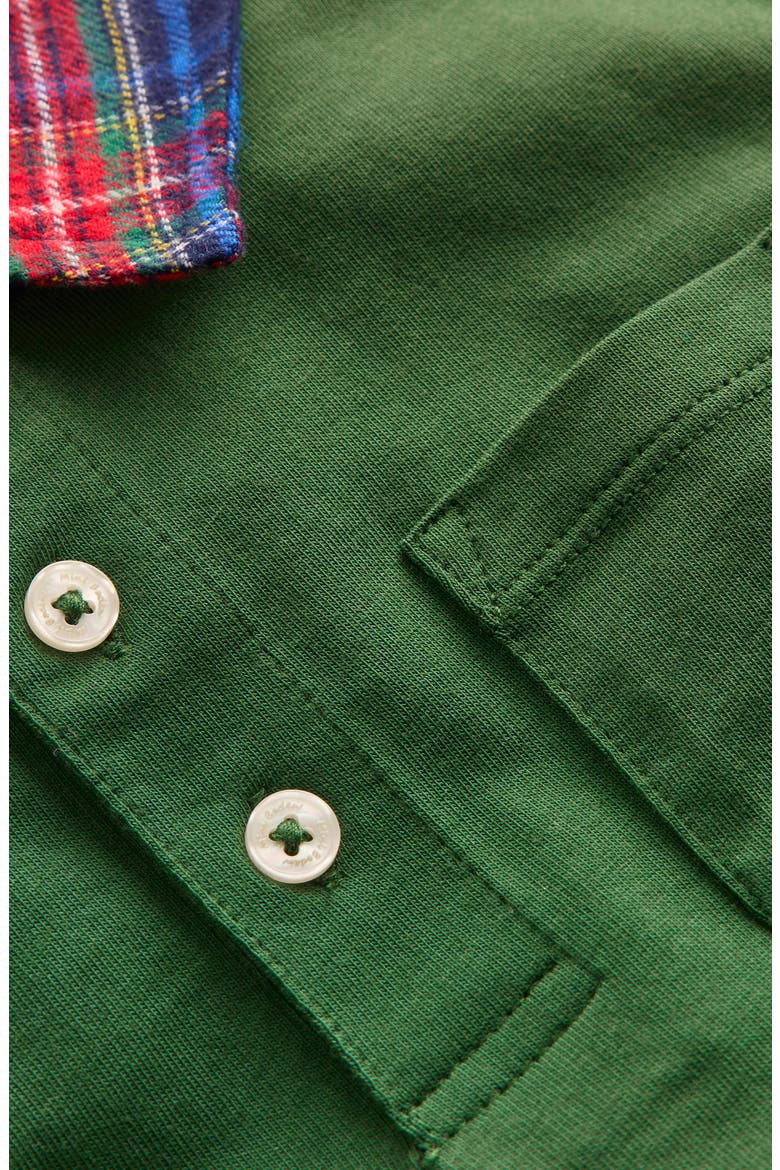 Kids' Plaid Collar Long Sleeve Polo, Alternate, color, PINE GREEN