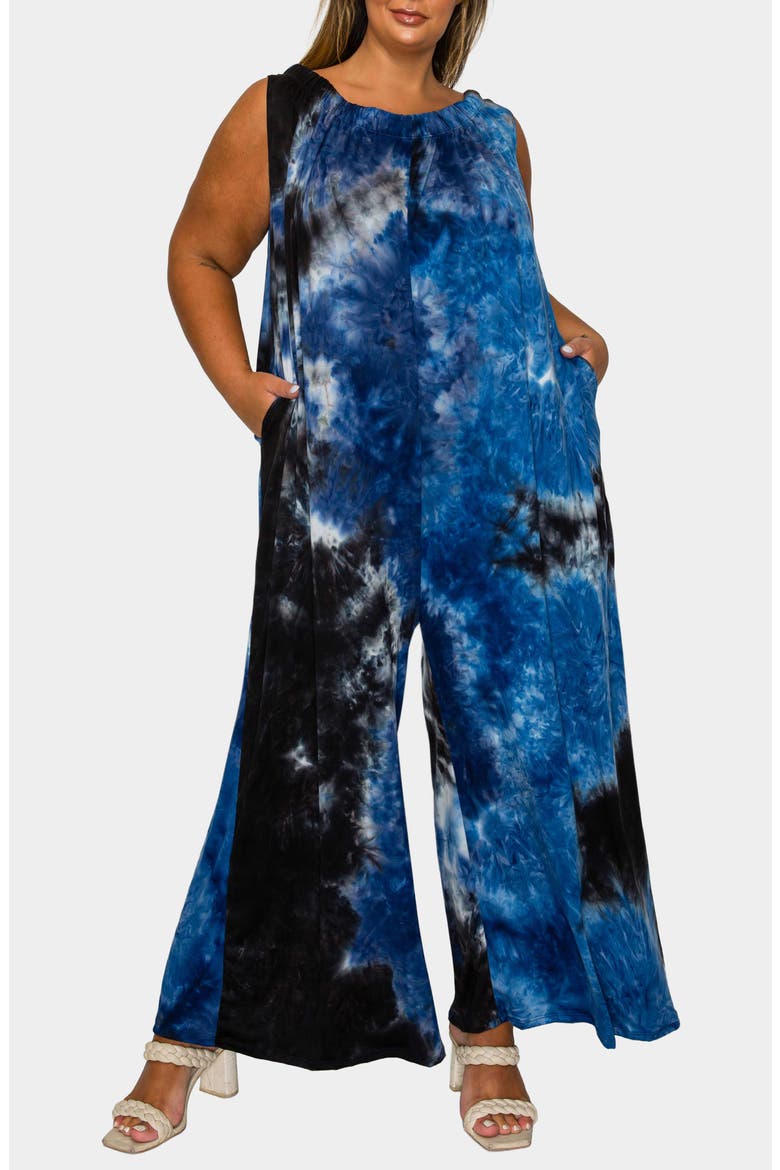Pax Tie Dye Pocket Jumpsuit, Main, color, NAVY ROYAL GREY