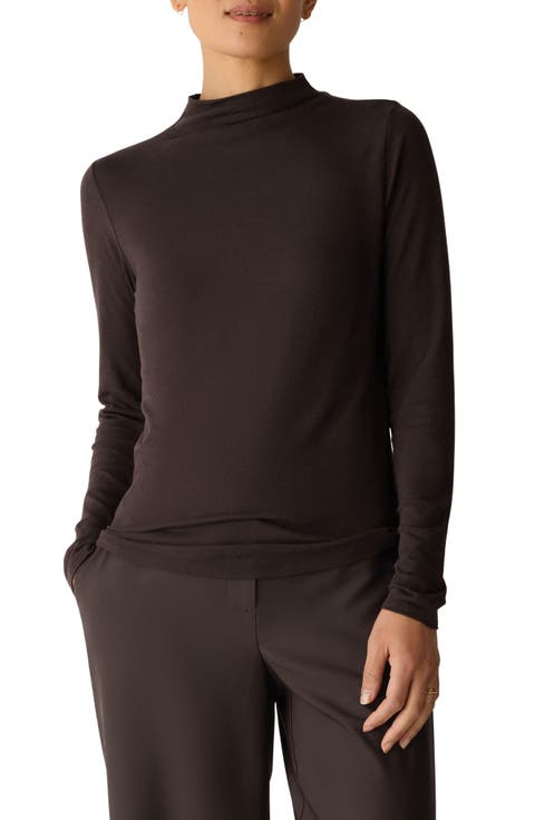 Funnel Neck Long Sleeve T-Shirt