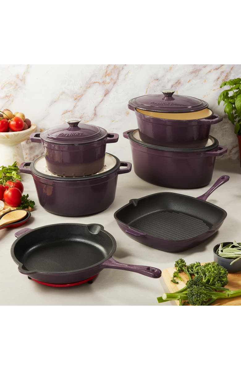 BergHOFF Neo Cast Iron 10-Piece Cookware Set, Alternate, color, Purple