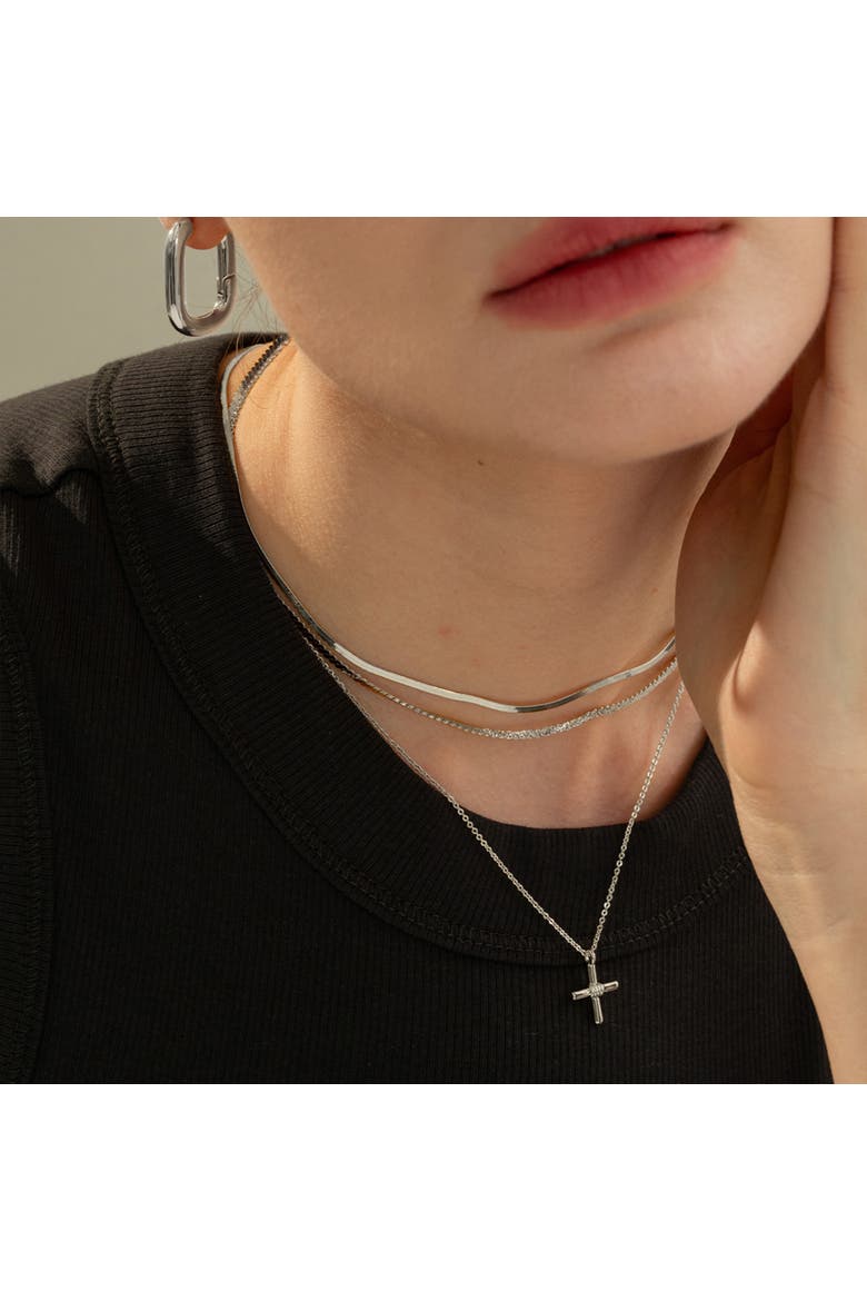 18k Gold Plated Sterling Silver Cleopatra Flat Chain Necklace Gift Idea, Alternate, color, Silver
