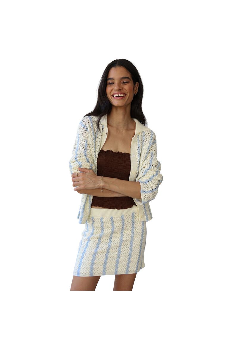 Sienna Crochet Button Down Top - Women's, Alternate, color, Moody Blue
