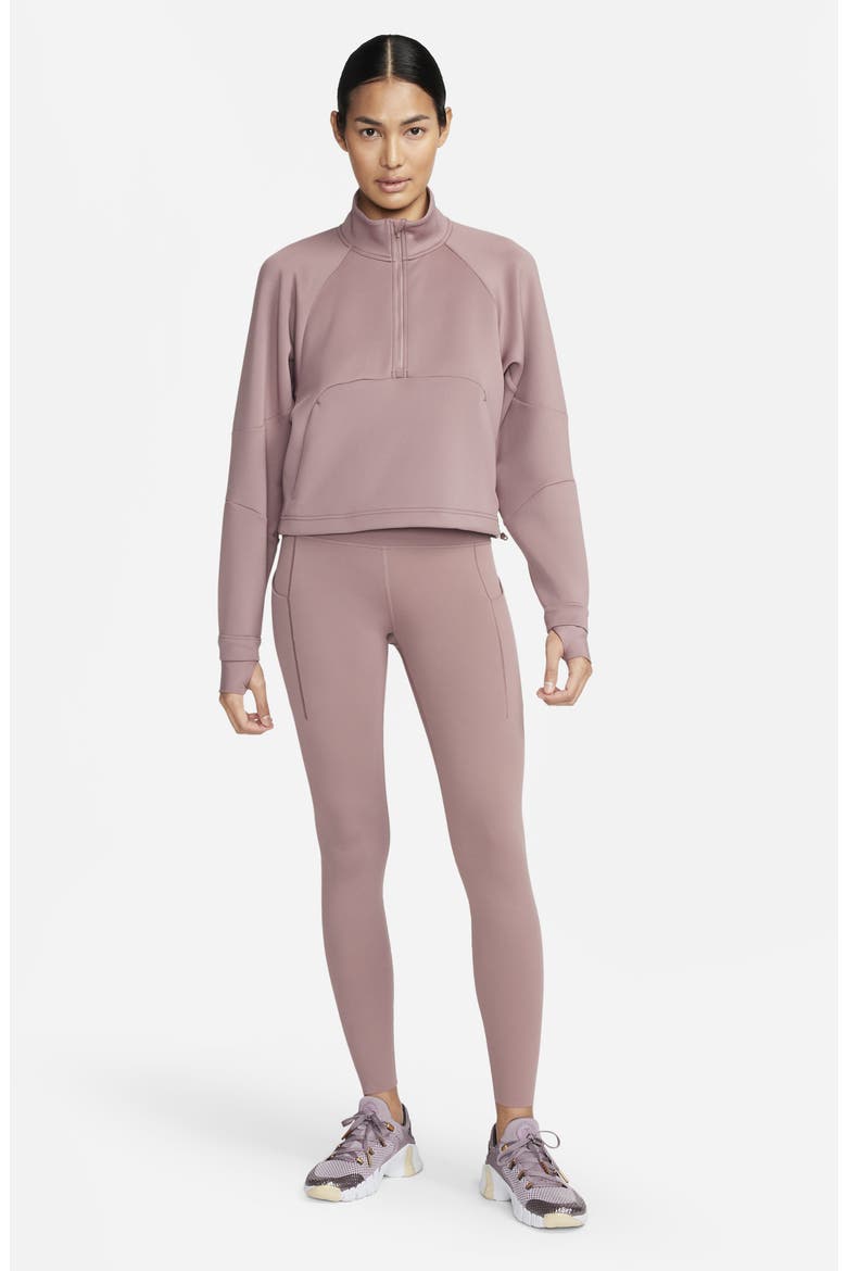 Dri-FIT Prima Half Zip Pullover, Alternate, color, SMOKEY MAUVE/ BLACK